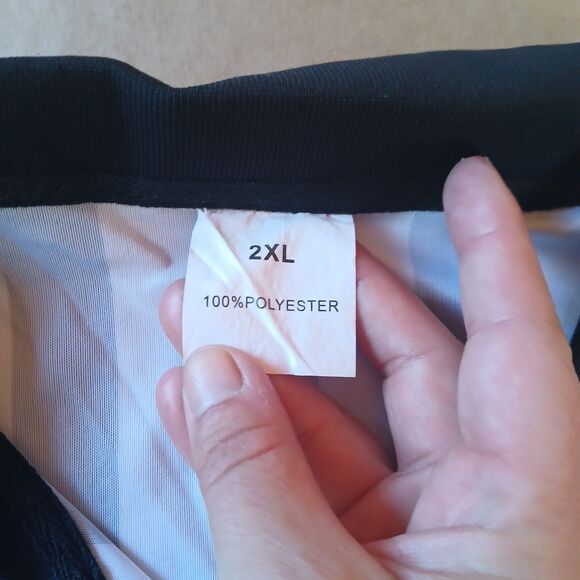 Referee Costume Halloween Black White Striped Shirt Long Sleeve 2XL - Picture 3 of 9